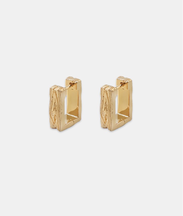 18K Gold Block Hoops