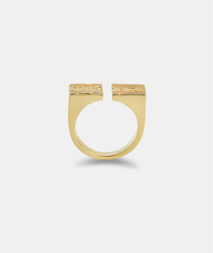 18K Gold Open Block Ring